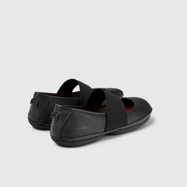 Back view of Right Nina Black Leather Ballerinas for Women.