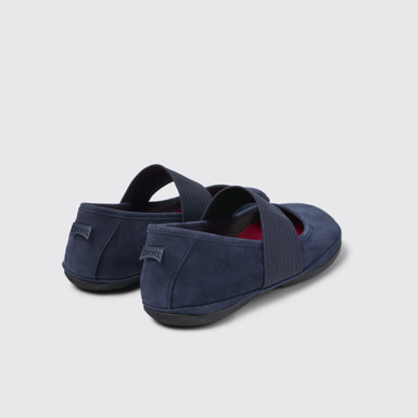 Back view of Right Nina Blue Nubuck Ballerinas for Women.