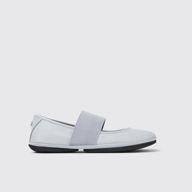 Side view of Right Gray Leather Mary Jane for Women