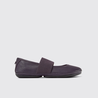 Side view of Right Purple Leather Mary Jane for Women