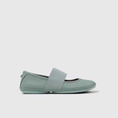 Side view of Right Green Leather Ballerina for Women.