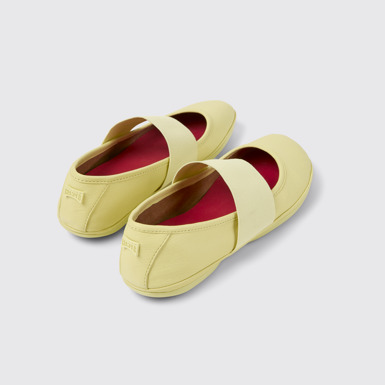 Back view of Right Yellow Leather Ballerina for Women.