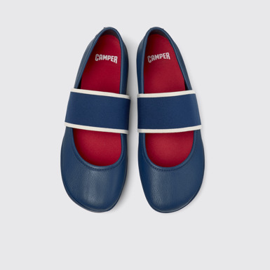 Overhead view of Right Nina Blue Leather Ballerinas for Women.