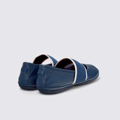 Back view of Right Nina Blue Leather Ballerinas for Women.