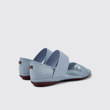 Back view of Right Blue leather sandals for women