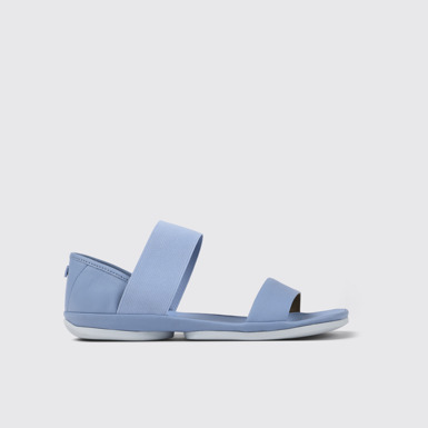 Side view of Right Blue Leather Sandal for Women