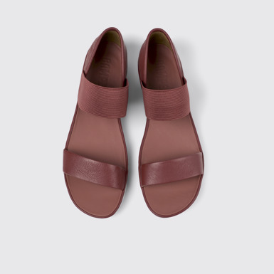 Overhead view of Right Red Leather Sandal for Women