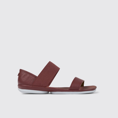 Side view of Right Red Leather Sandal for Women