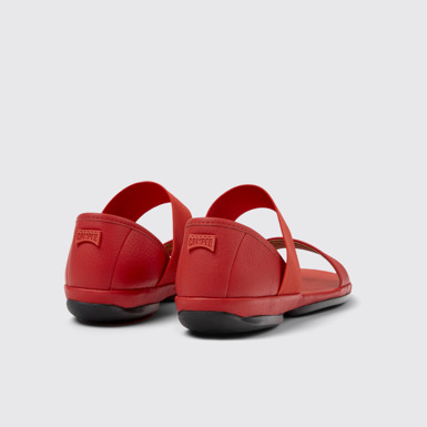 Back view of Right Red Leather Sandals for Women.