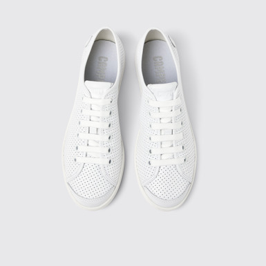 Overhead view of Uno White leather sneakers for women