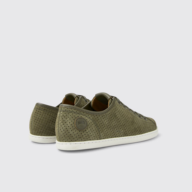 Back view of Uno Green nubuck and leather sneakers for women
