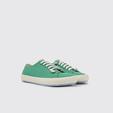 Front view of Peu Rambla Green recycled cotton sneakers for women