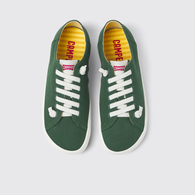 Overhead view of Peu Rambla Green textile sneakers for women
