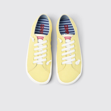 Overhead view of Peu Rambla Yellow textile sneakers for women