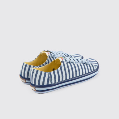 Back view of Peu Rambla Blue and white textile sneakers for women