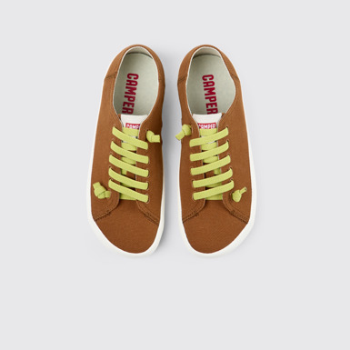 Overhead view of Peu Rambla Beige textile sneakers for women