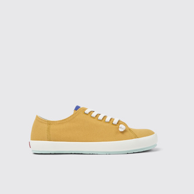 Side view of Peu Rambla Orange Textile Sneaker for Women