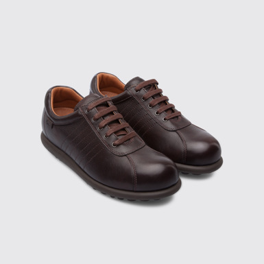 Front view of Pelotas Dark brown leather shoes for women