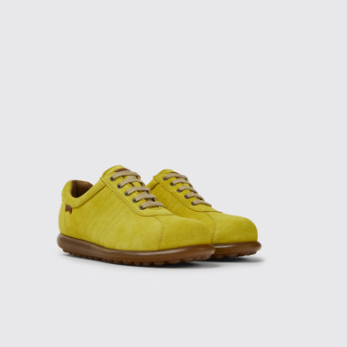Front view of Pelotas Yellow nubuck sneakers for women