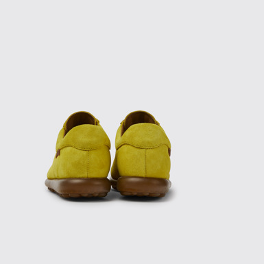Back view of Pelotas Yellow nubuck sneakers for women