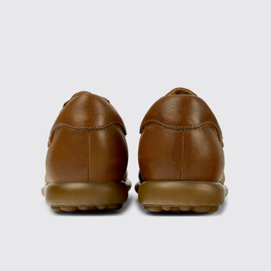 Back view of Pelotas Brown leather sneakers for women