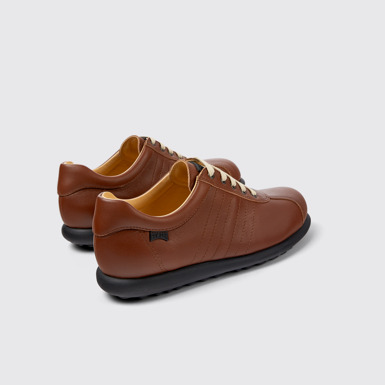 Back view of Pelotas Brown leather shoes for women
