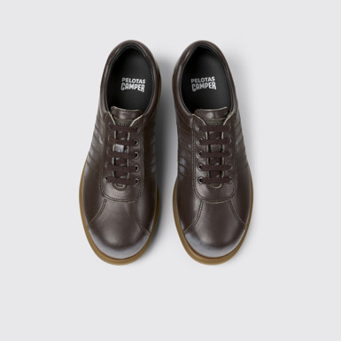 Overhead view of Pelotas Brown Leather Shoes for Women.