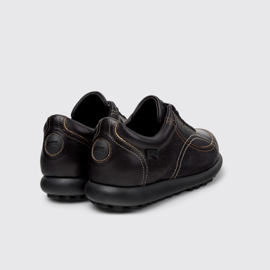 Back view of Twins Black Leather Shoes for Women.