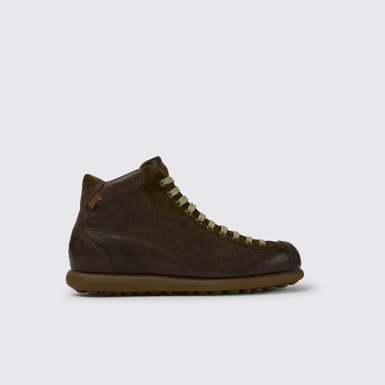 Side view of Pelotas Dark brown leather ankle boots for men
