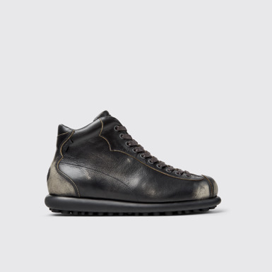 Side view of Pelotas Gray Leather Ankle Boots for Men.