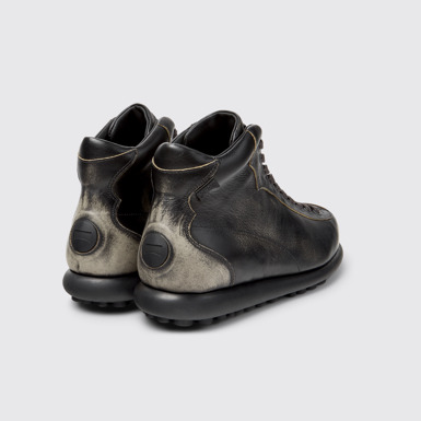 Back view of Pelotas Gray Leather Ankle Boots for Men.