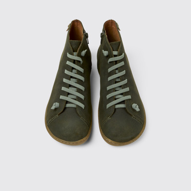 Overhead view of Peu Green-gray nubuck ankle boots for men