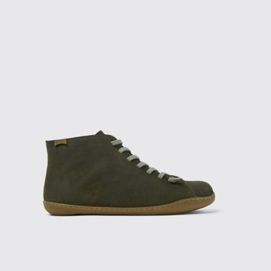 Side view of Peu Green-gray nubuck ankle boots for men