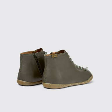 Back view of Peu Green-gray leather ankle boots for men