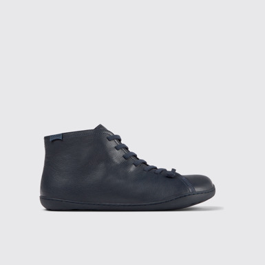 Side view of Peu Blue leather ankle boots for men