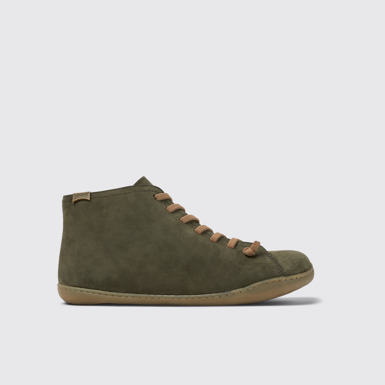 Side view of Peu Green nubuck ankle boots for men
