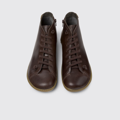 Overhead view of Peu Brown Leather Ankle Boots for Men.