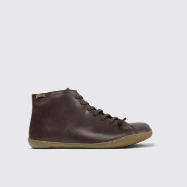 Side view of Peu Brown Leather Ankle Boots for Men.