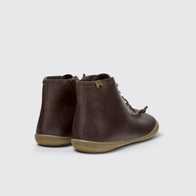 Back view of Peu Brown Leather Ankle Boots for Men.