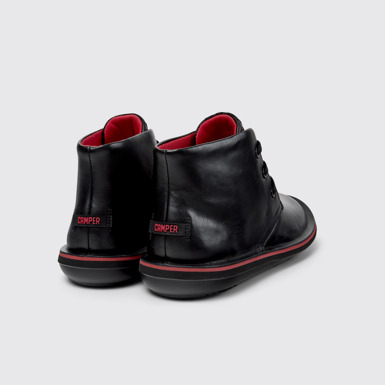 Back view of Beetle Black Leather Ankle Boots for Men.