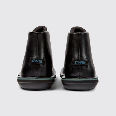 Back view of Beetle Black leather ankle boots for men