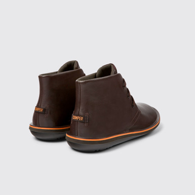 Back view of Beetle Brown Leather Ankle Boots for Men.