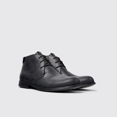 Front view of Mil 1913 Black Leather Ankle Boots for Men.
