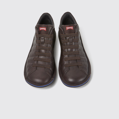 Overhead view of Beetle Dark brown leather sneakers