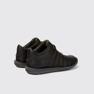 Back view of Beetle Dark brown leather ankle boots for men