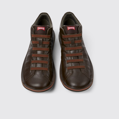 Overhead view of Beetle Dark brown leather sneakers