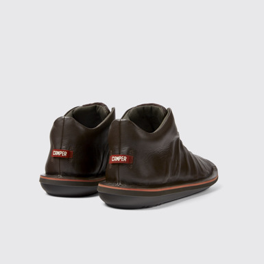 Back view of Beetle Dark brown leather sneakers