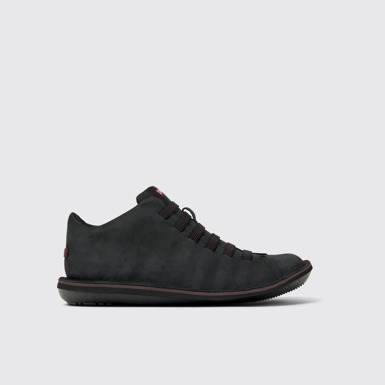 Side view of Beetle Black leather sneakers