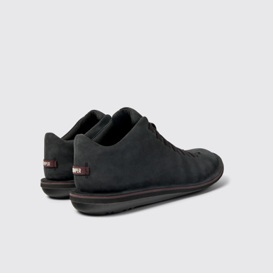 Back view of Beetle Black leather sneakers