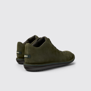 Back view of Beetle Green nubuck sneakers